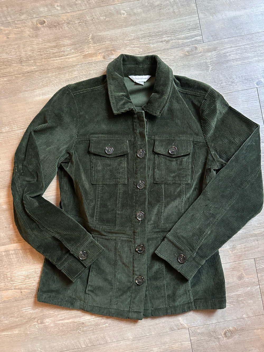 Christopher & Banks Dark Green Corduroy Button Jacket
